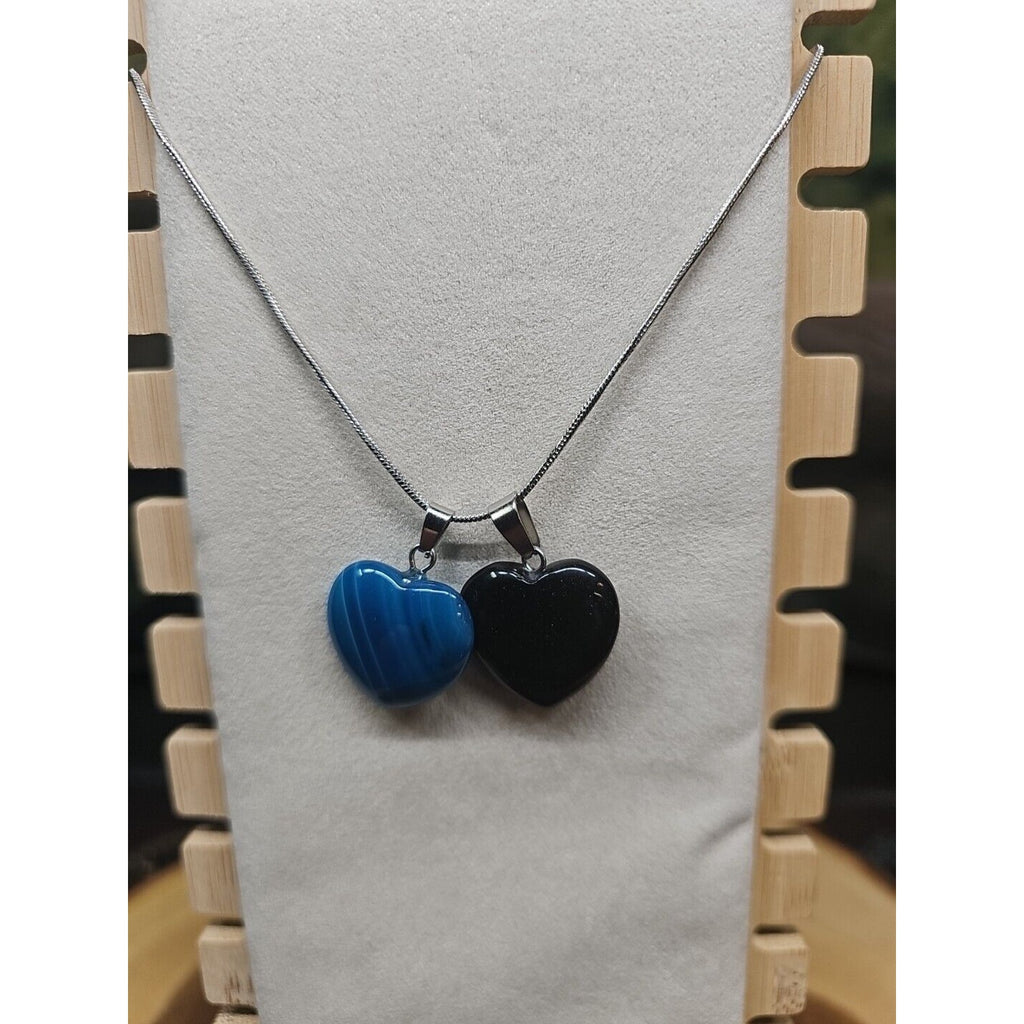 Pendant Necklace 16in Silver Chain Agate Heart by CrystalCloud Company