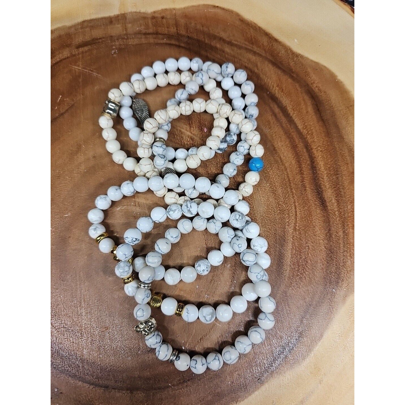 Natural Howlite Stone Bracelets 7pc Set by CrystalCloud Company