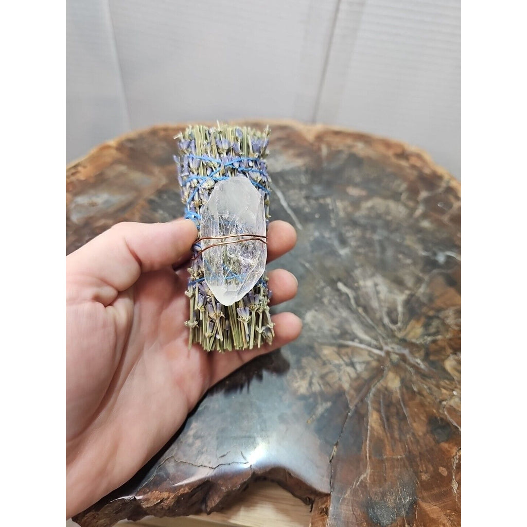 Lavender wrapped crystal W/ Huge White Quartz Healing by CrystalCloud Company