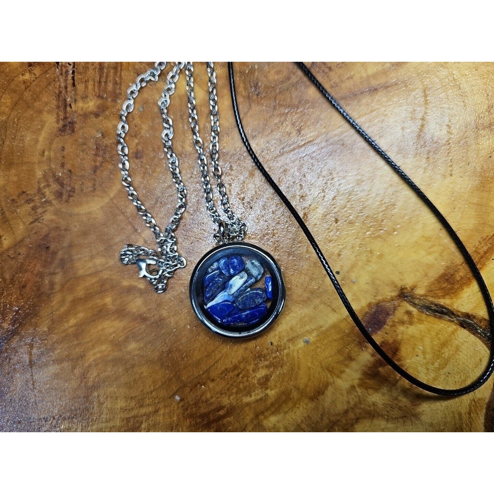 Lapis Lazuli Crystal Pendant Necklace — Oval Stone with Round Accent | CrystalCloud Company by CrystalCloud Company