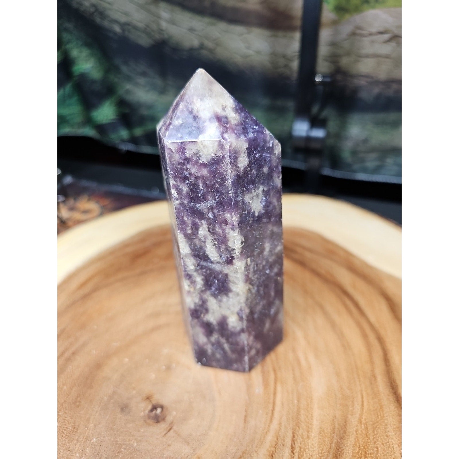 1ea Natural Purple Mica Lepidolite Crystal Point Tower Africa 539g by CrystalCloud Company