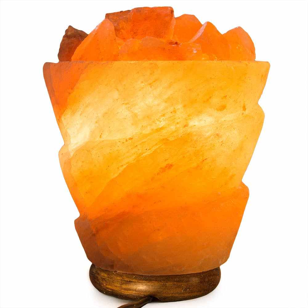 Funnel w/ Chunks Salt Lamp - 9.5" avg. - Cord, Bulb, Dimmer by Sacred Crystals
