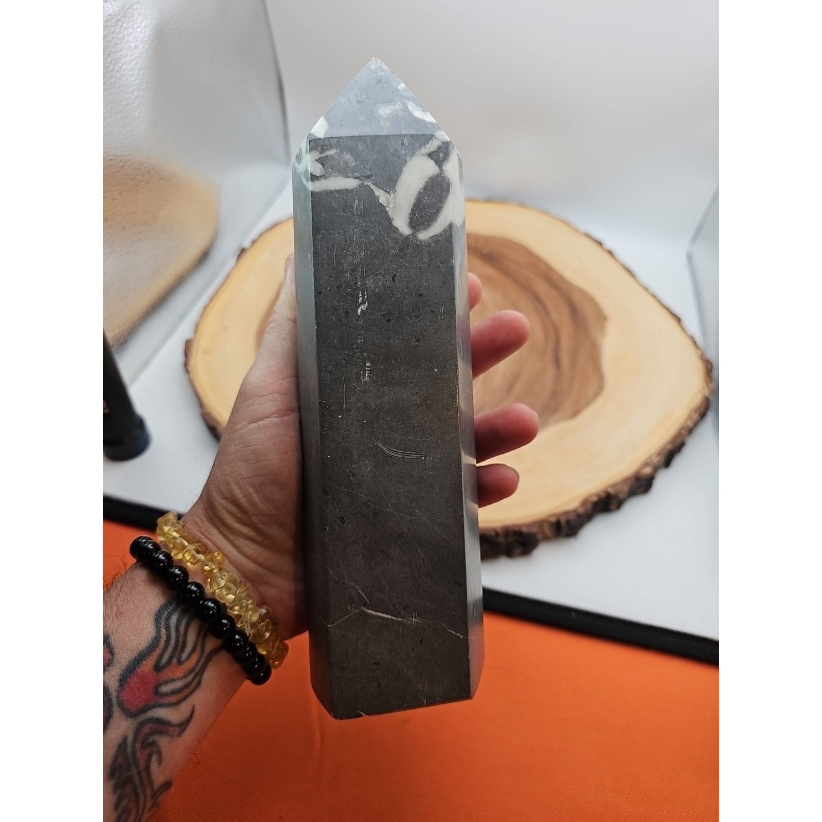 3.14lb 1000 Eye Jasper Quartz Tower 9in Tall Has Chip On Top by CrystalCloud Company