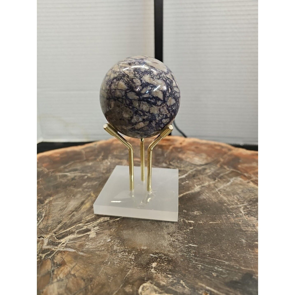 60mm Natural Phantom Chevron Amethyst Quartz Crystal Sphere W/Stand by CrystalCloud Company