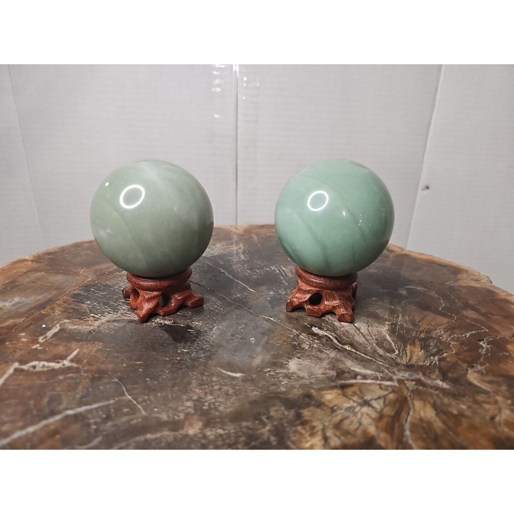 1.88LB 2Pcs A Set Of Natural Jade Crystal Jasper Sphere Ball Polished W/Stands by CrystalCloud Company