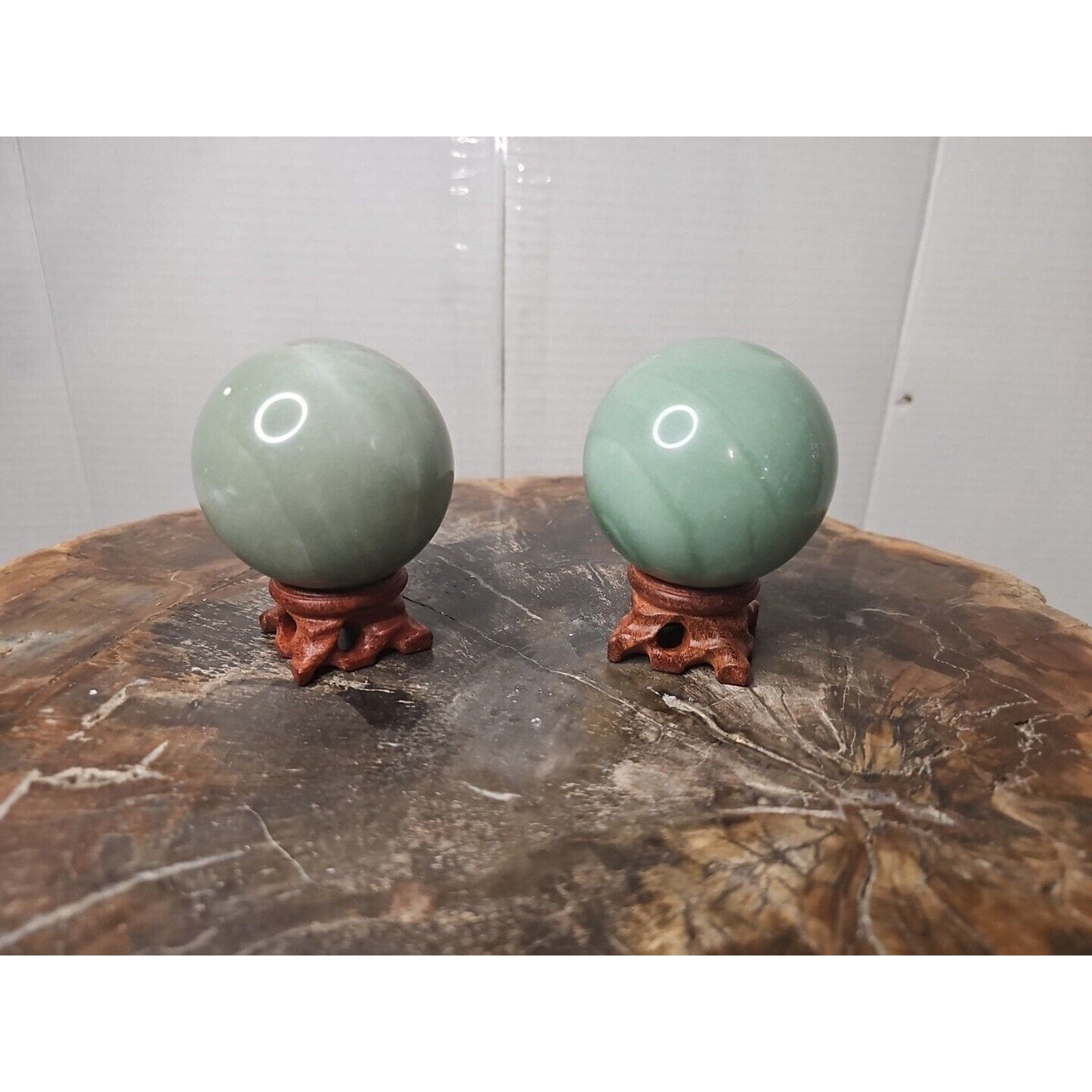 1.88LB 2Pcs A Set Of Natural Jade Crystal Jasper Sphere Ball Polished W/Stands by CrystalCloud Company