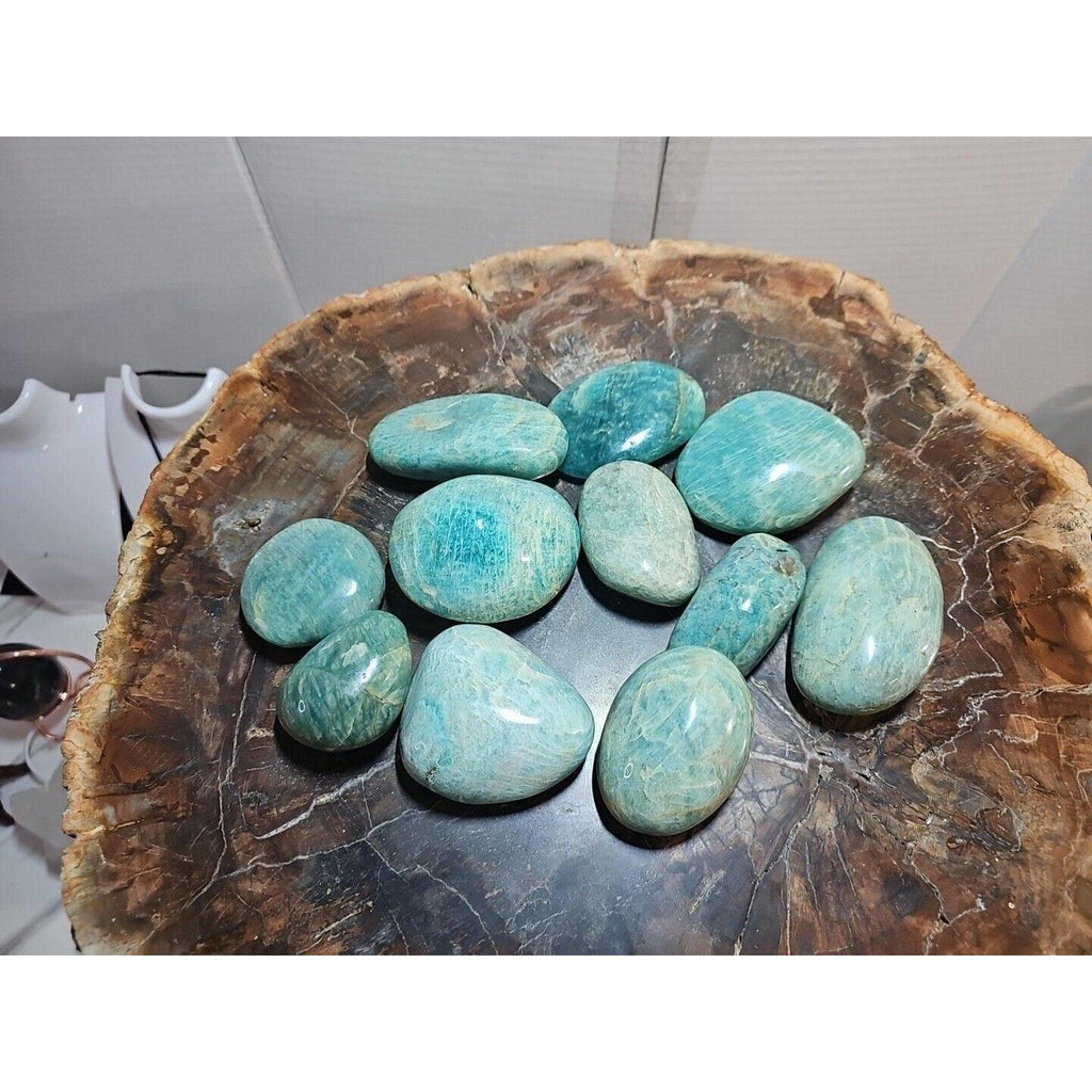 Green Amazonite Quartz Crystal Palm Stone — Large, Polished | CrystalCloud Company by CrystalCloud Company