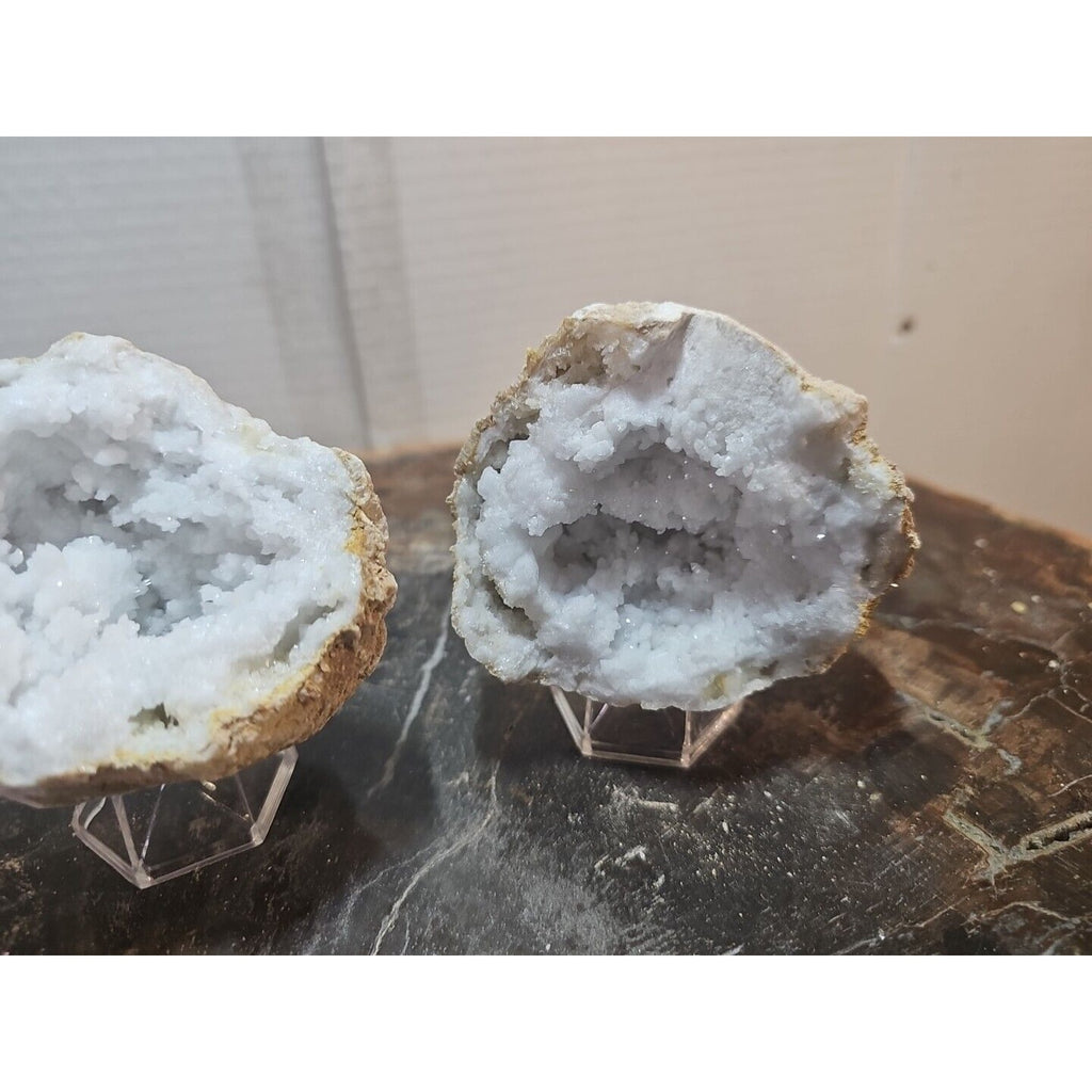 1.18lbs Pair Geode Crystal Moroccan Quartz W /Stands by CrystalCloud Company