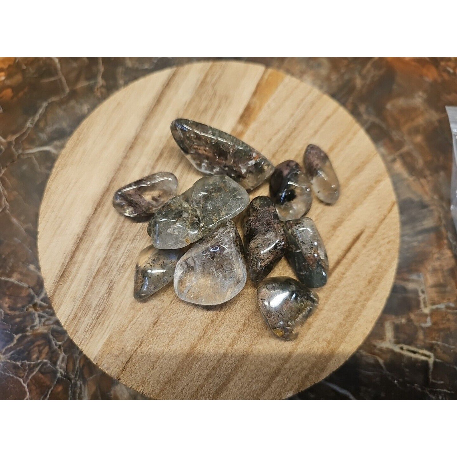 Phantom Ghost Clear Quartz Tumbled Stones — 10-Piece Set, Brazil | CrystalCloud Company by CrystalCloud Company