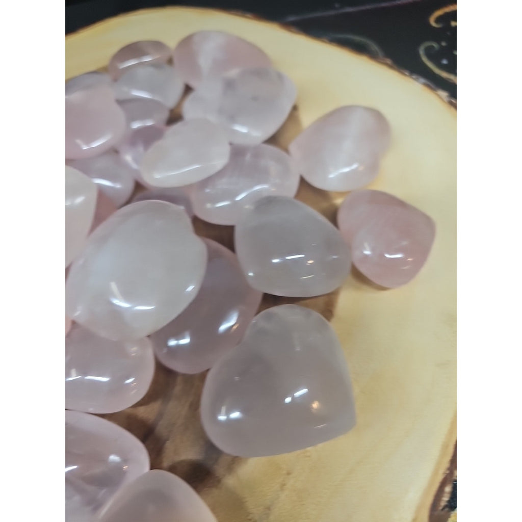 5Pcs Natural Pink Rose Quartz Crystal Heart Carved Palm Stone by CrystalCloud Company