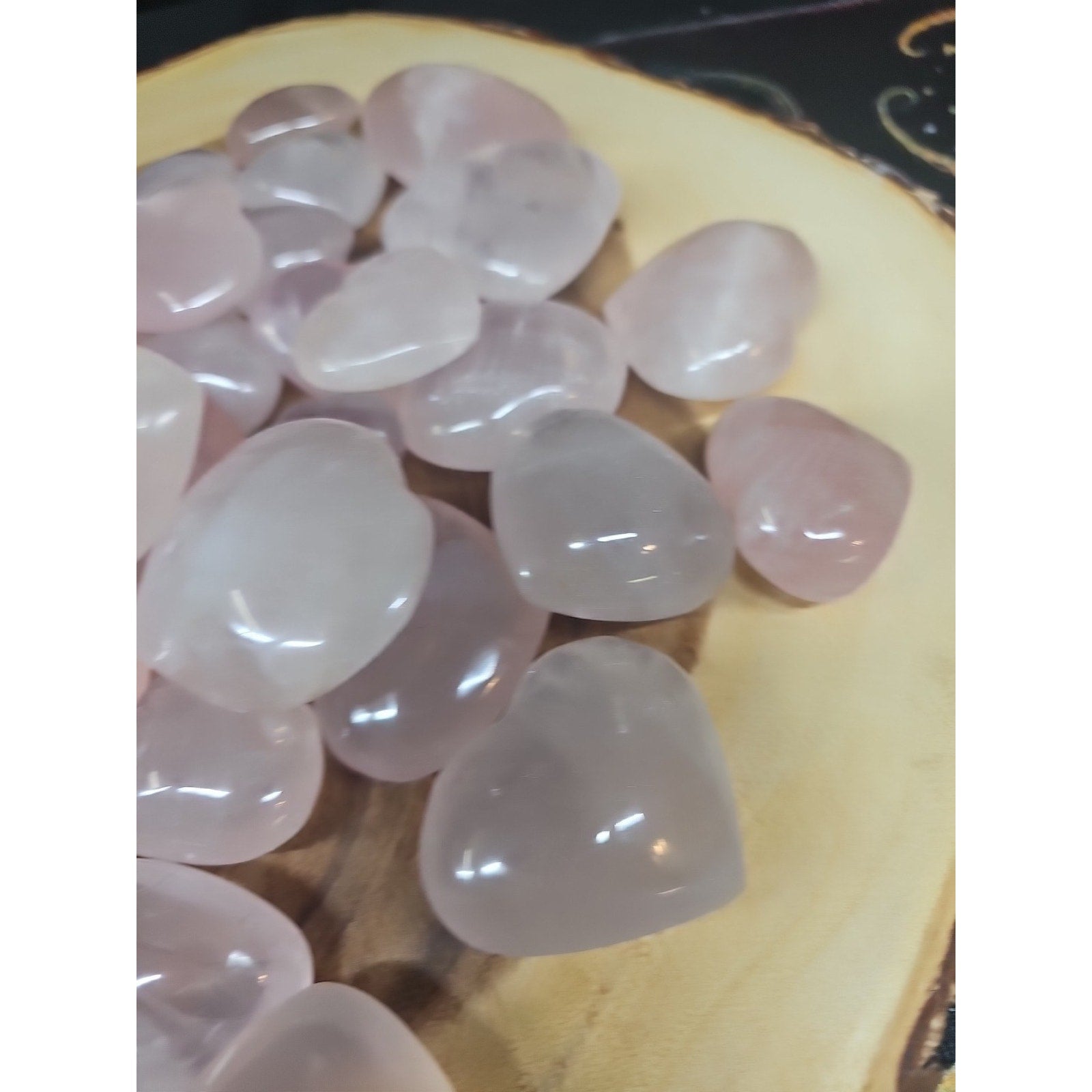 5Pcs Natural Pink Rose Quartz Crystal Heart Carved Palm Stone by CrystalCloud Company