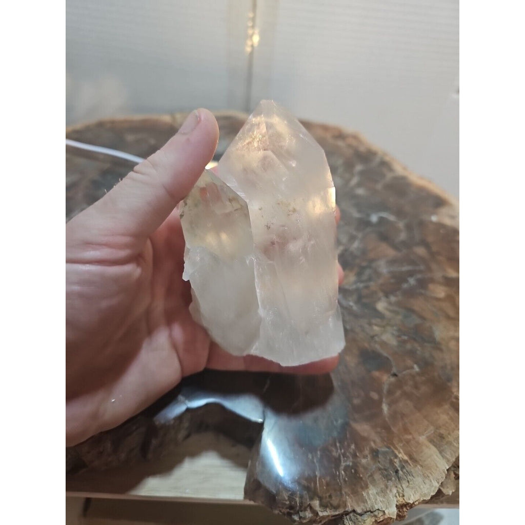 White Quartz Crystal Cluster with LED Light Base — 429g | CrystalCloud Company by CrystalCloud Company