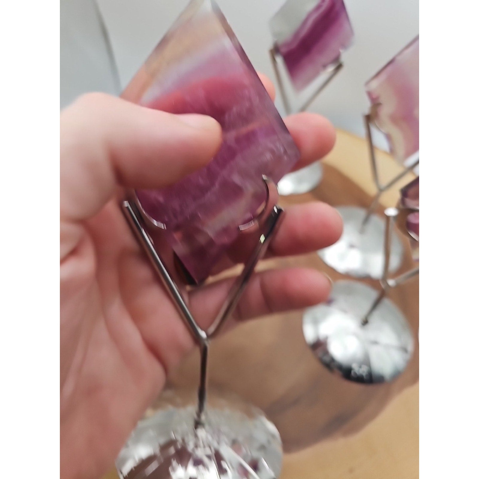1 Each Natural Rainbow Fluorite Diamond W/ Zodiac stand by CrystalCloud Company