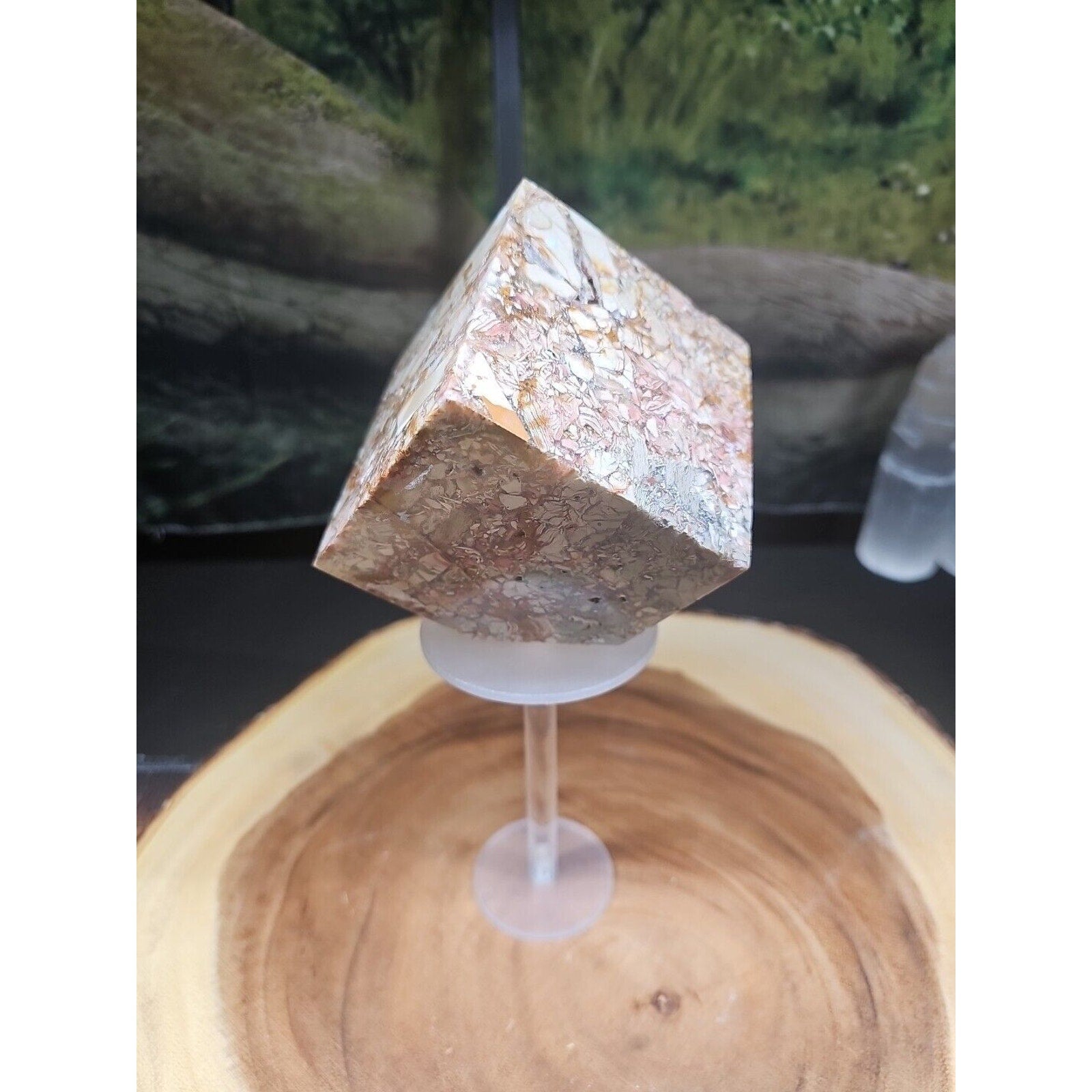2.83LB 1Pcs Natural Ocean Jasper Onyx Quartz Crystal Geode Square Heptahedron by CrystalCloud Company