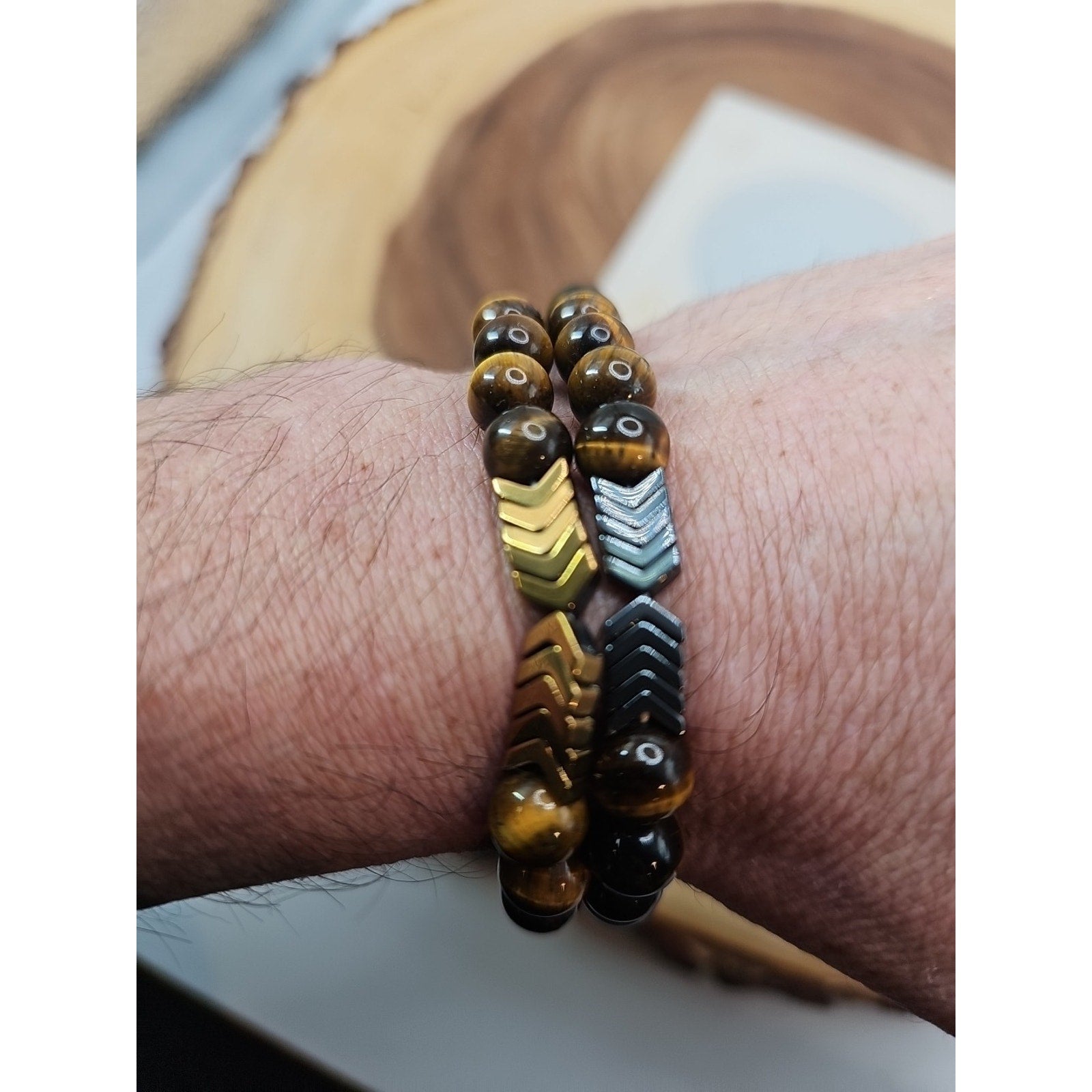 1 Handmade 8mm Mixed Natural Gemstone Tigers Eye Stretchy Bracelet Reiki Chakra by CrystalCloud Company