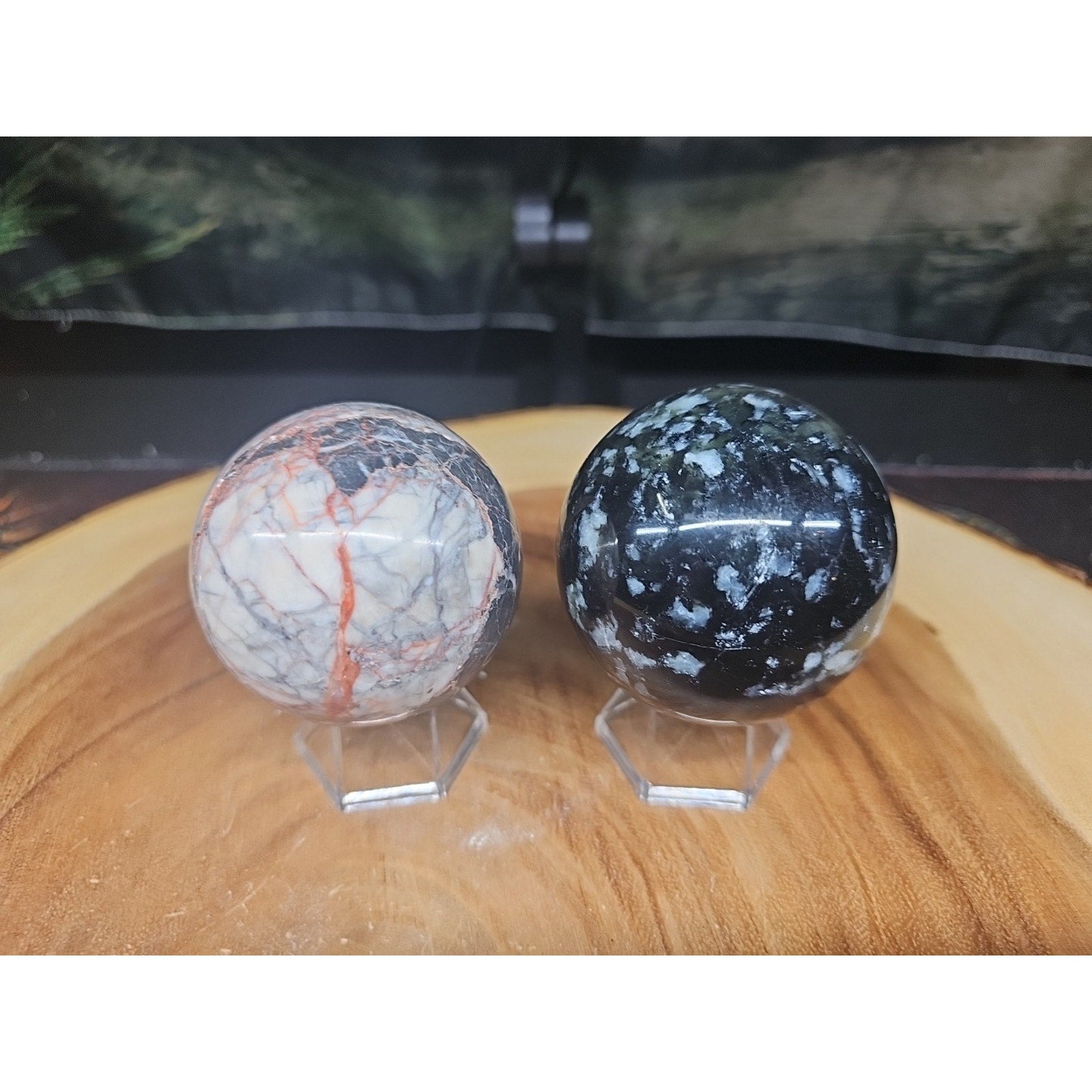 2Pcs A Set Of Natural Quartz Crystal Jasper Sphere Ball Polished 50-60mm &stand by CrystalCloud Company