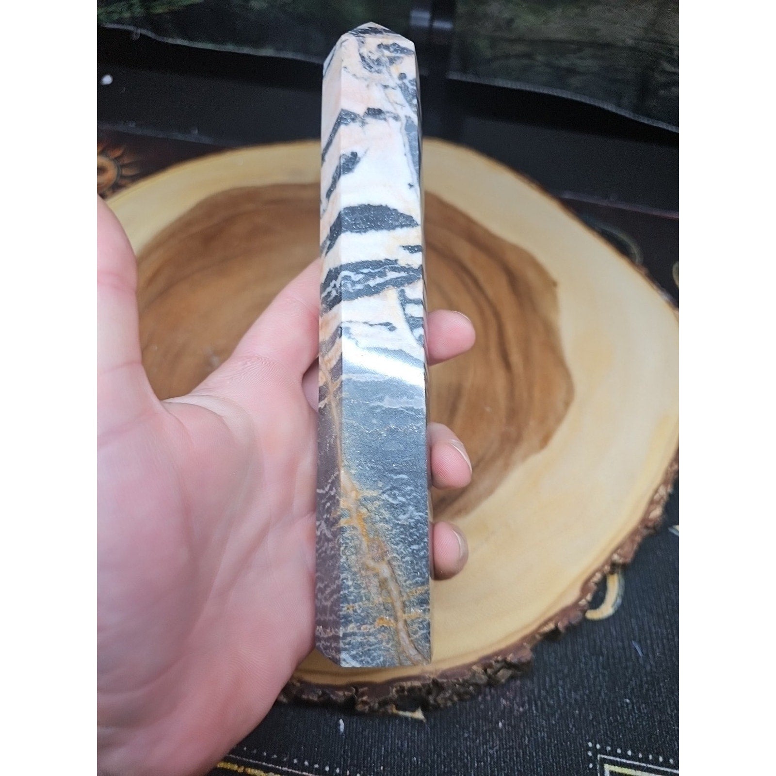 Zebra Stone Tower 443g 8in Tall by CrystalCloud Company