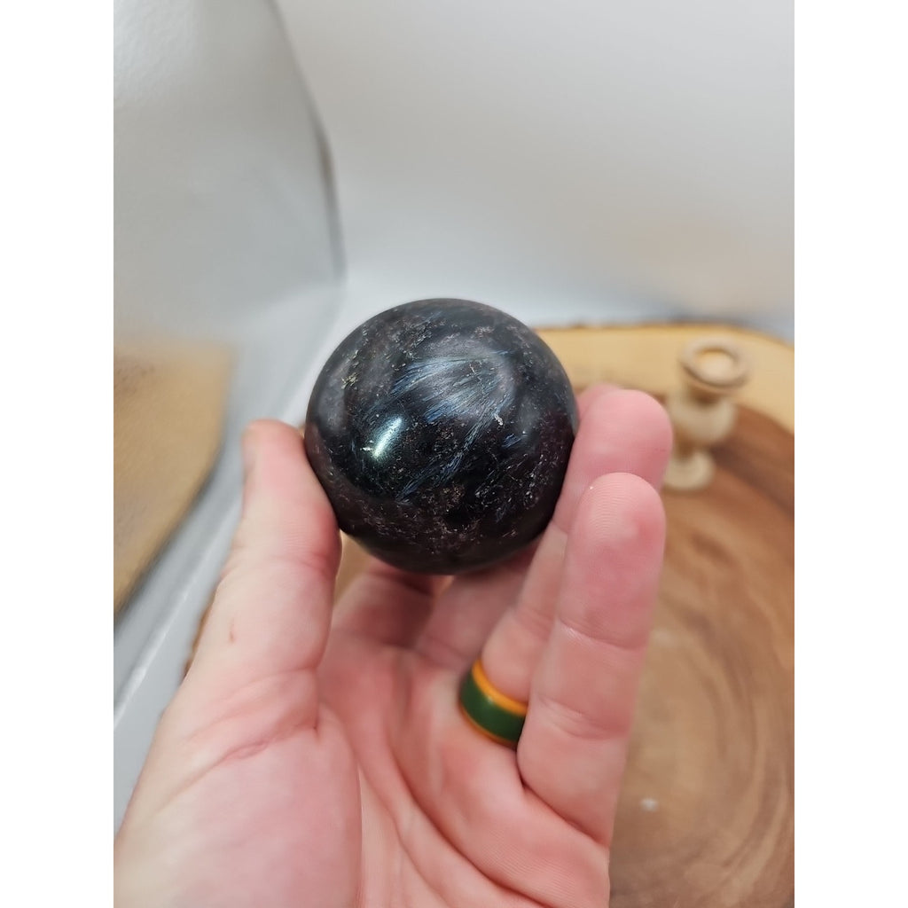 Arfvedsonite Garnet Sphere 276g With Stand by CrystalCloud Company