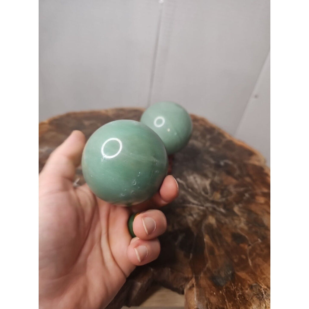1.88LB 2Pcs A Set Of Natural Jade Crystal Jasper Sphere Ball Polished W/Stands by CrystalCloud Company