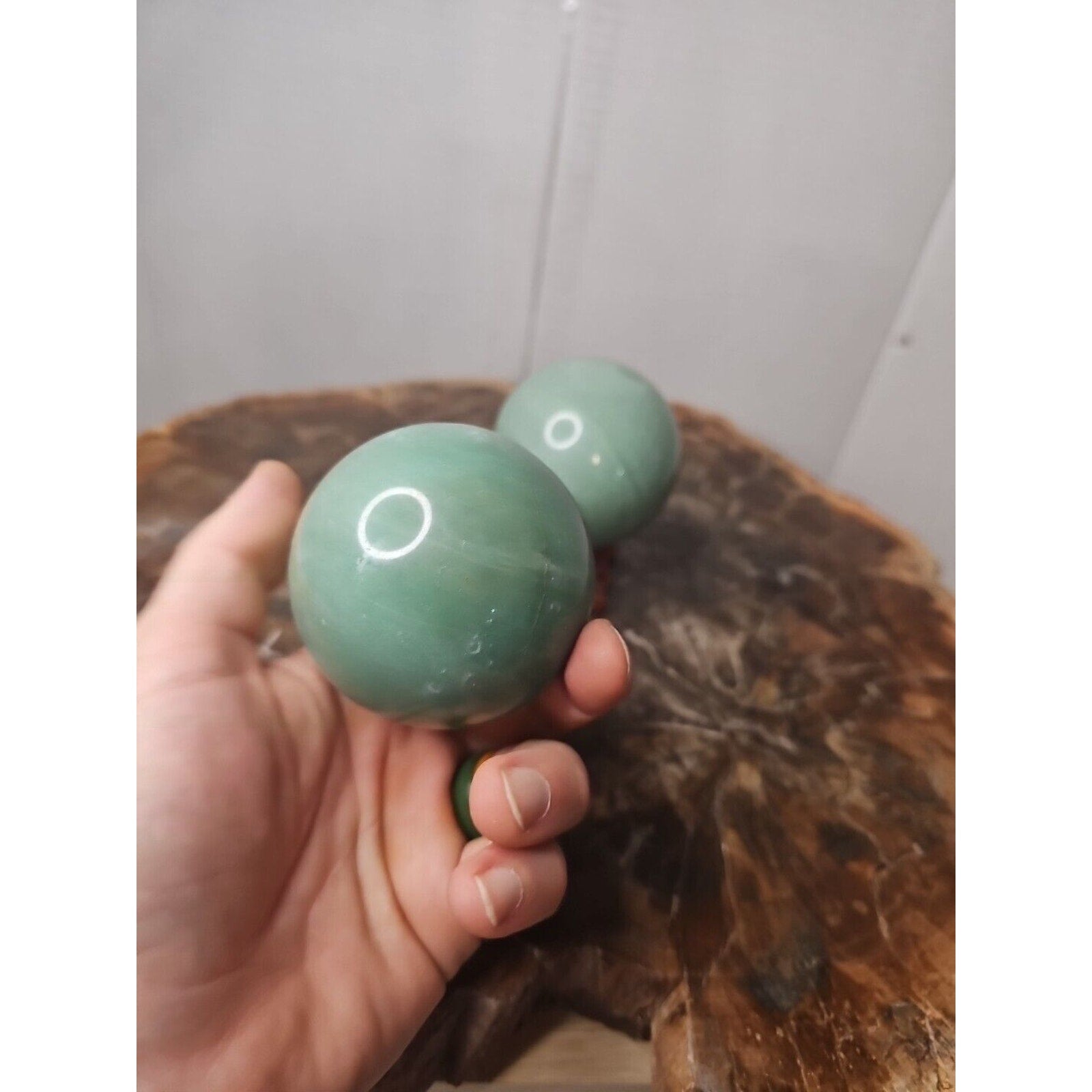 1.88LB 2Pcs A Set Of Natural Jade Crystal Jasper Sphere Ball Polished W/Stands by CrystalCloud Company