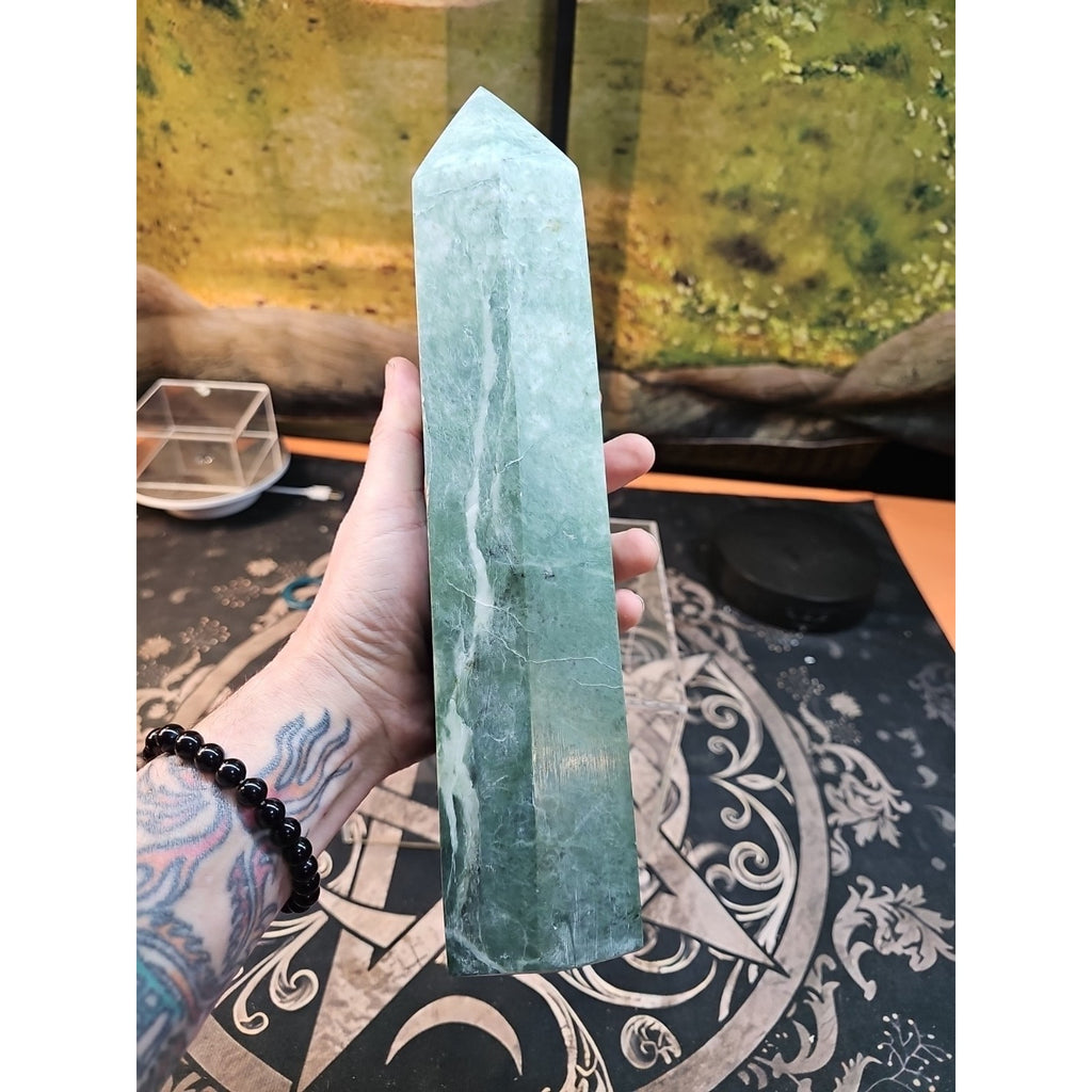 5.04lbs 11.5in Tall Green Jasper Crystal Point Tower Healing by CrystalCloud Company