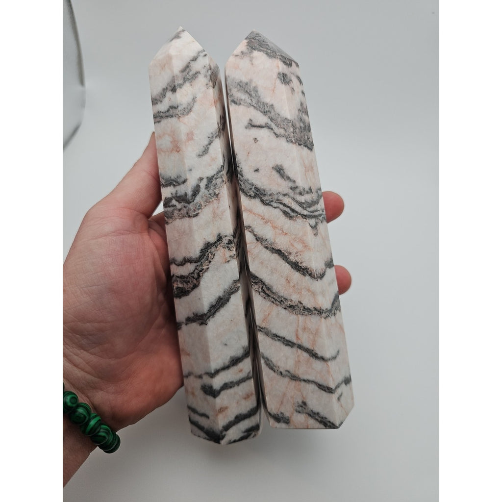 Pink Zebra Jasper 2.37lbs 1 Pair by CrystalCloud Company