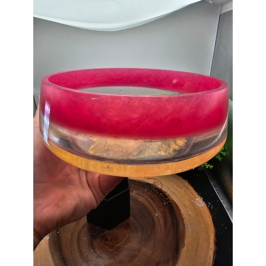 Handmade Resin Bowl Pink Gold Floral One of a Kind