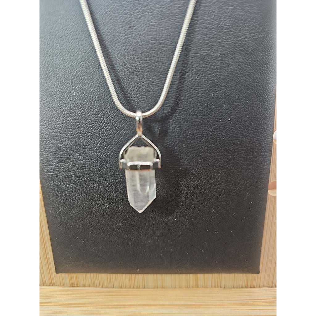 Handmade Quartz Crystal Necklace 16in 925 Silver Chain by CrystalCloud Company