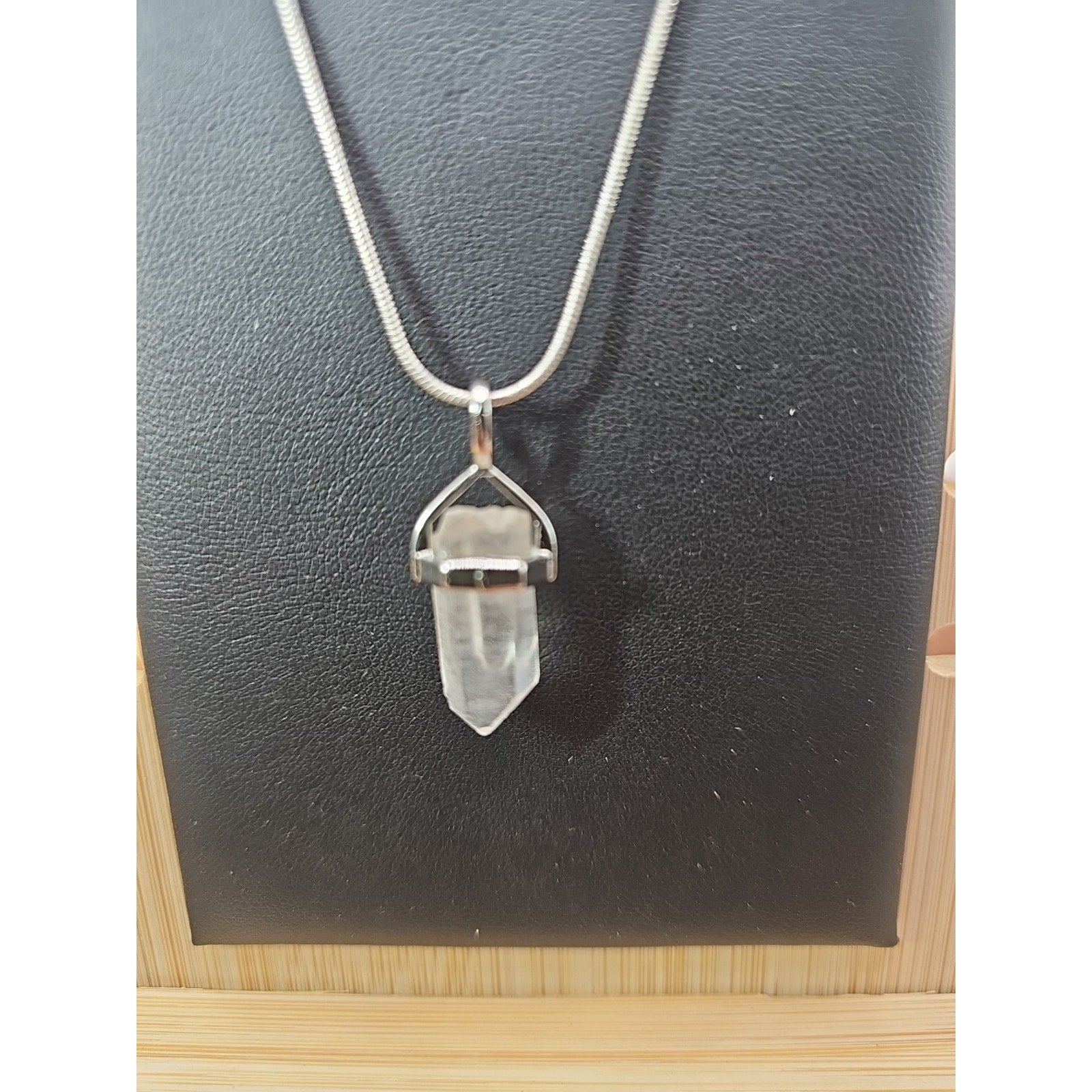 Handmade Quartz Crystal Necklace 16in 925 Silver Chain by CrystalCloud Company