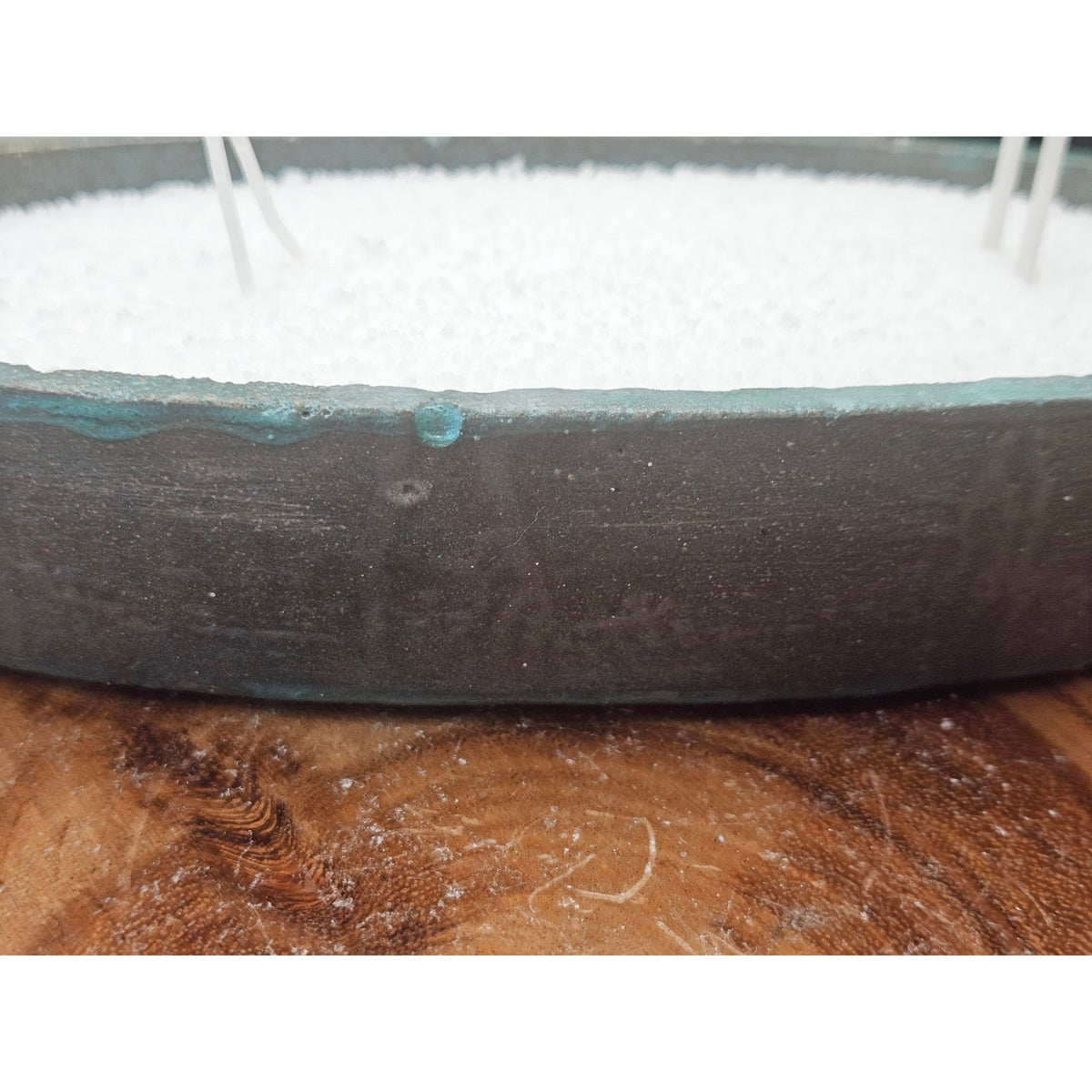 Handmade Dark Concrete Candle Vessel with 1lb Pearl Wax + 15 Wicks