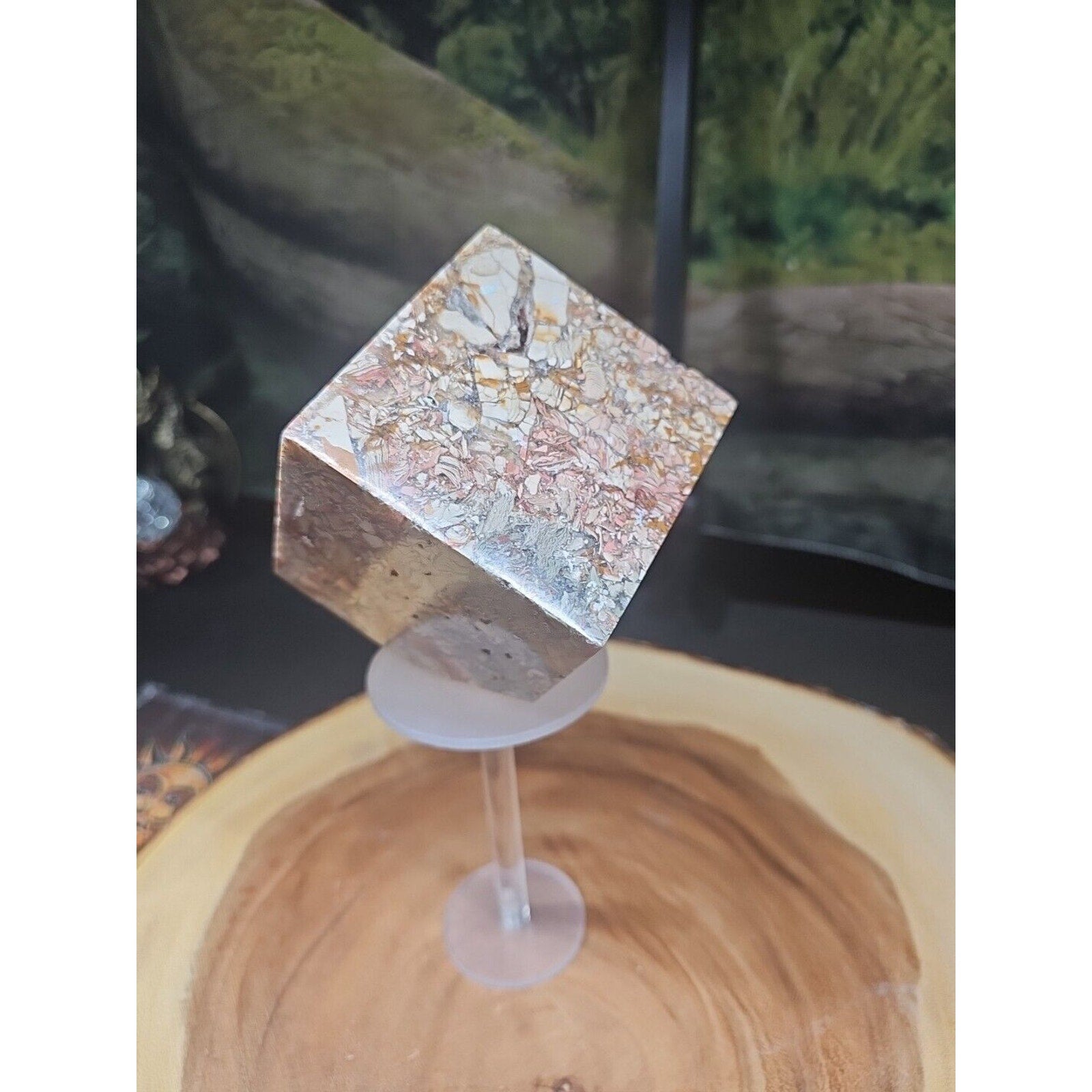 2.83LB 1Pcs Natural Ocean Jasper Onyx Quartz Crystal Geode Square Heptahedron by CrystalCloud Company