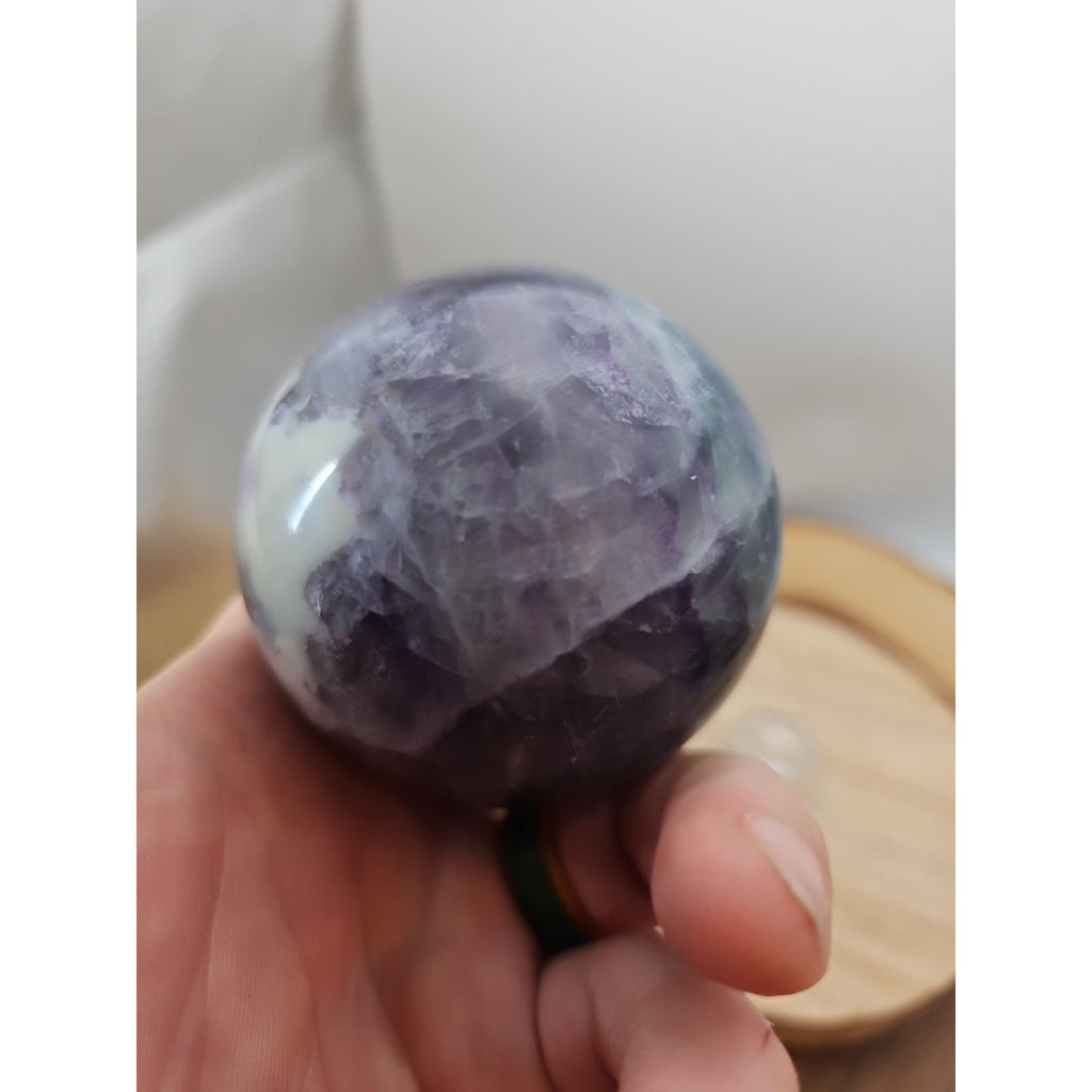 1.09lb Natural Rainbow Fluorite Quartz Crystal Sphere Ball Polished by CrystalCloud Company