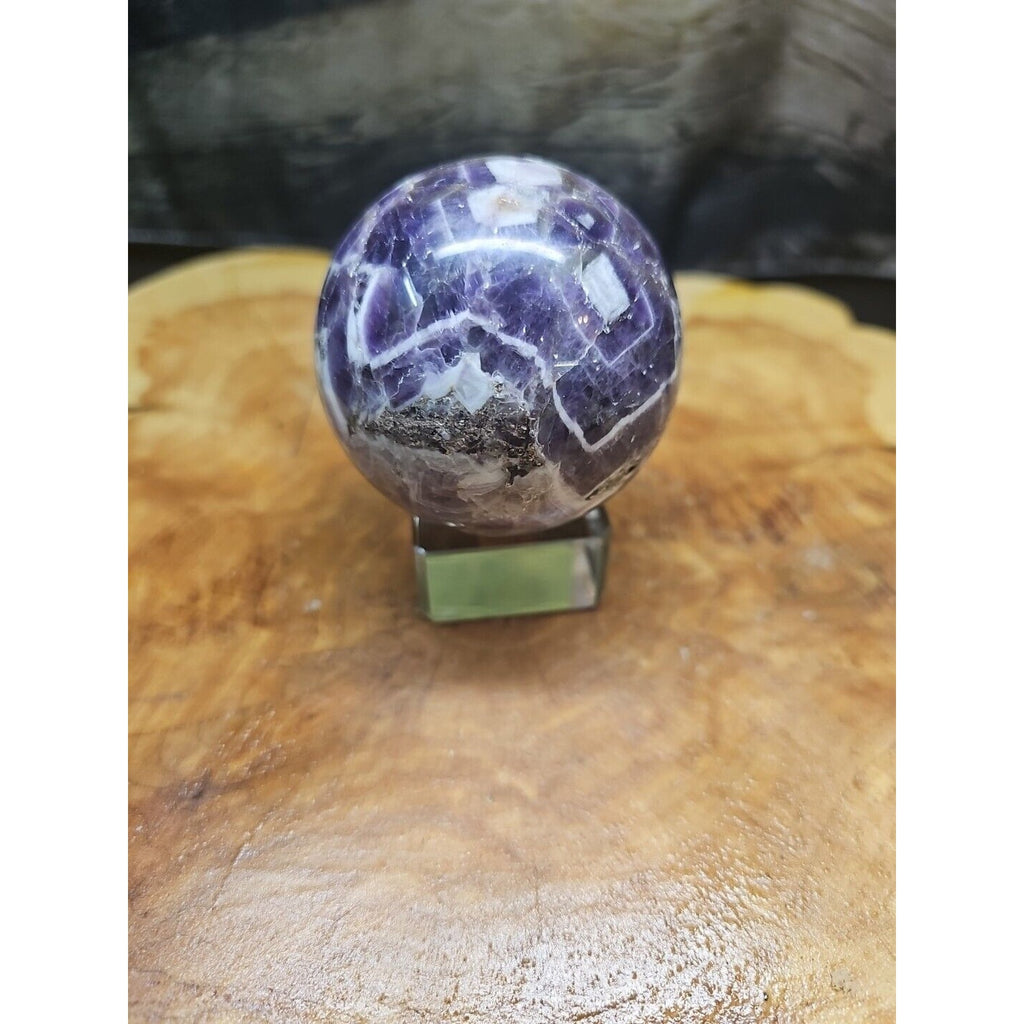 Amethyst Sphere 65mm W/Glass Stand 1lb by CrystalCloud Company