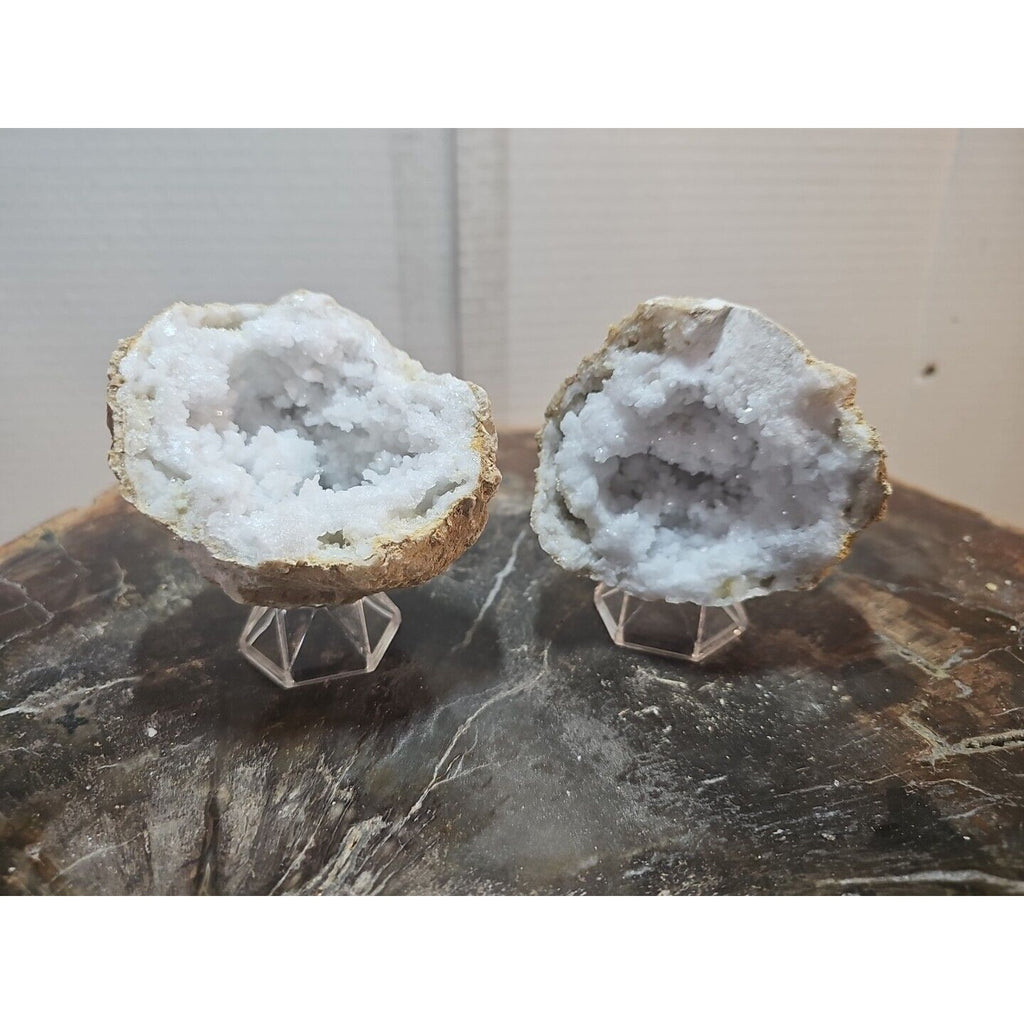 1.18lbs Pair Geode Crystal Moroccan Quartz W /Stands by CrystalCloud Company