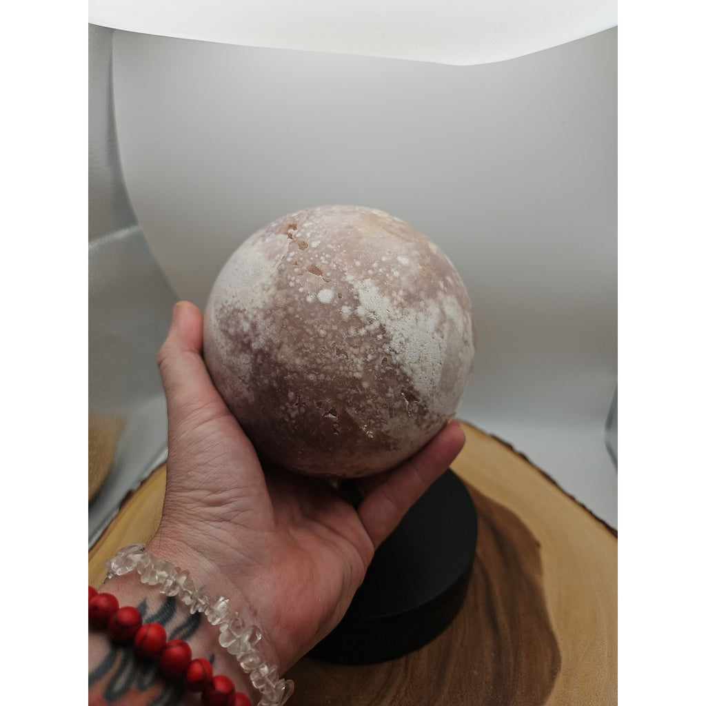 6.55lbs Natural Cherry Blossom Agate Sphere Quartz Crystal Ball by CrystalCloud Company