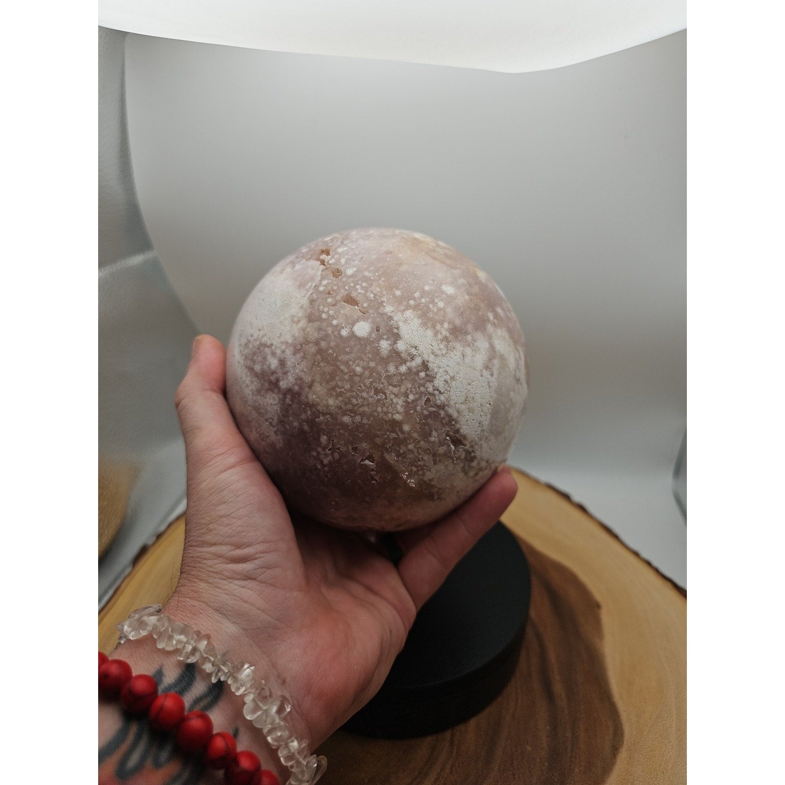6.55lbs Natural Cherry Blossom Agate Sphere Quartz Crystal Ball by CrystalCloud Company