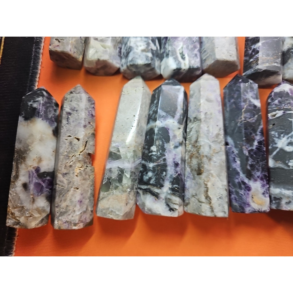 2Pcs Natural Rainbow Fluorite Quartz Crystal Point Tower Polished 4in Tall Avg by CrystalCloud Company