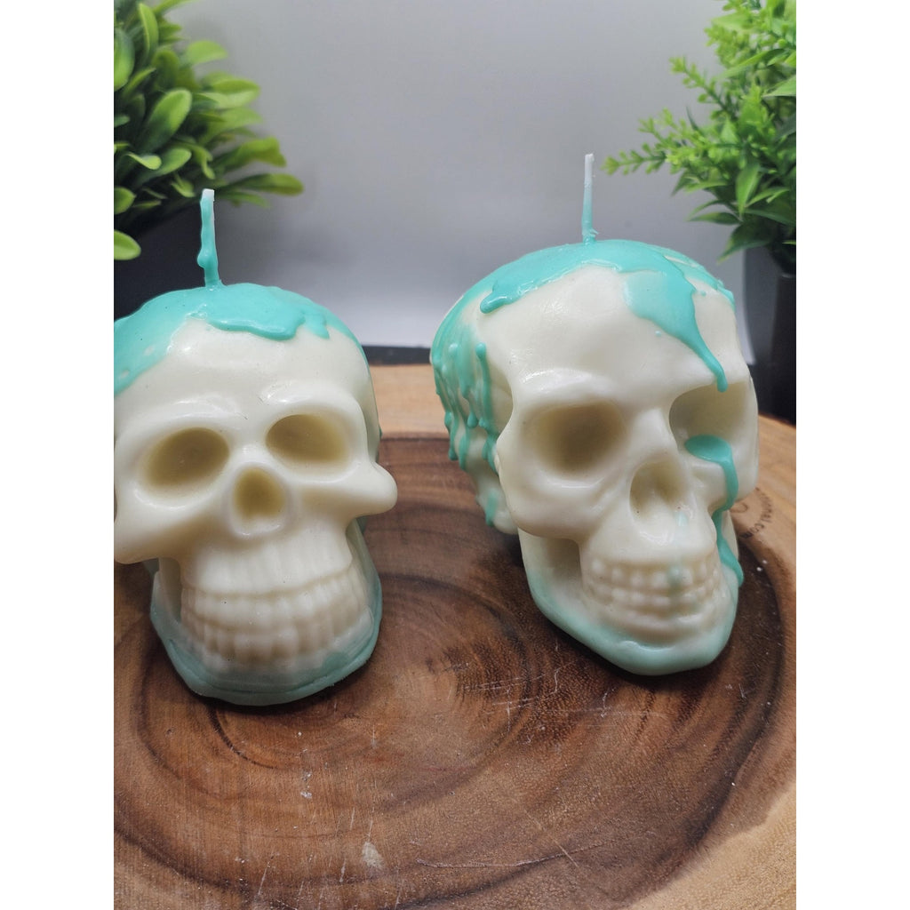 Pair skull candles by CrystalCloud Company