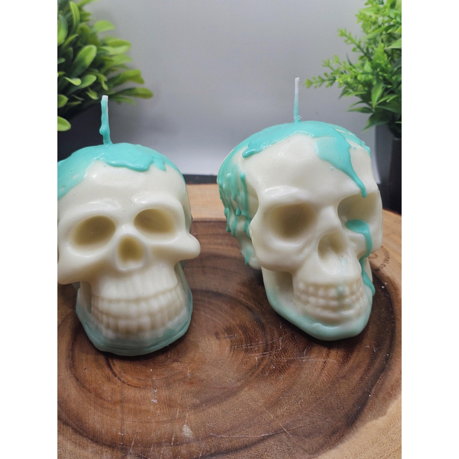 Pair skull candles by CrystalCloud Company