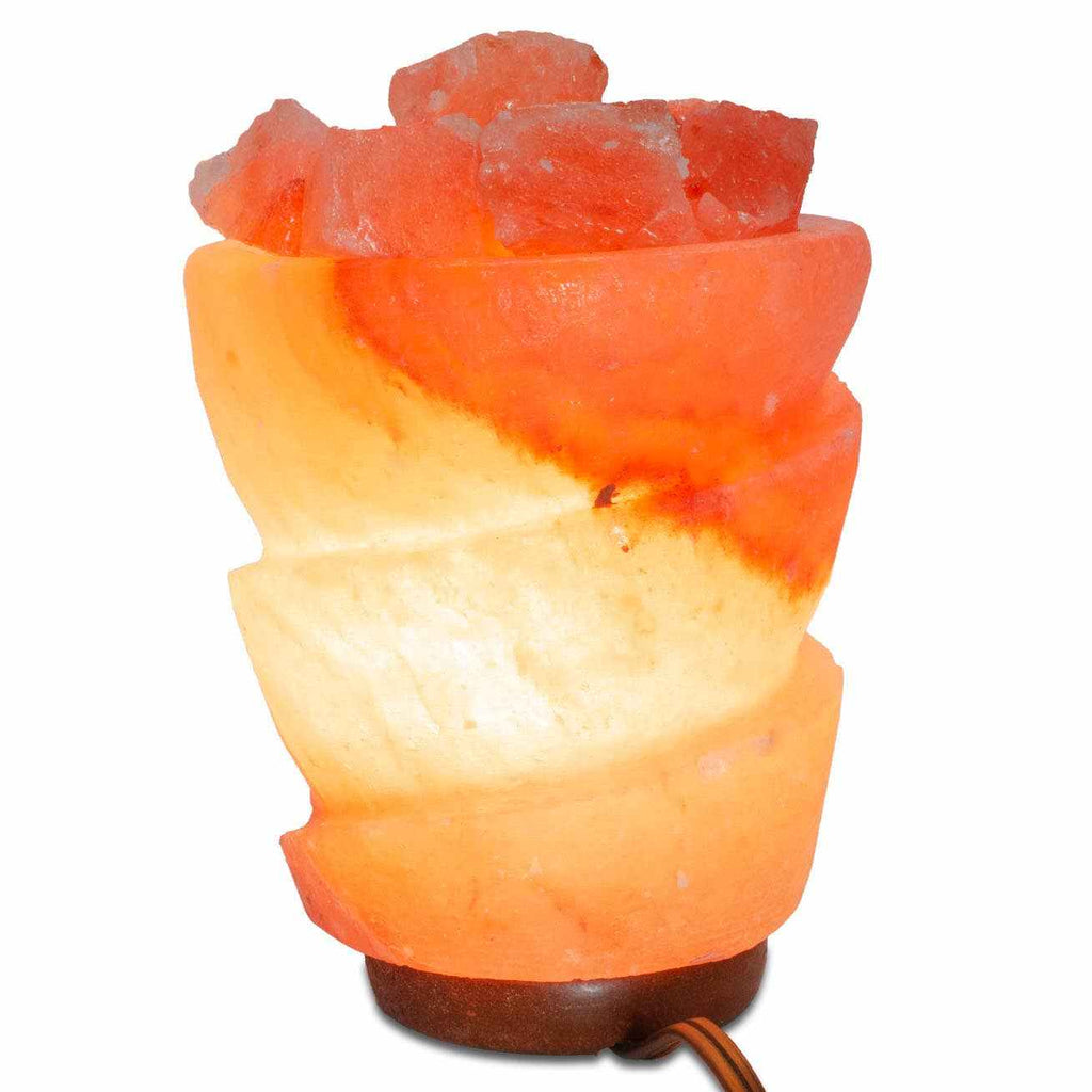 Funnel w/ Chunks Salt Lamp - 9.5" avg. - Cord, Bulb, Dimmer by Sacred Crystals