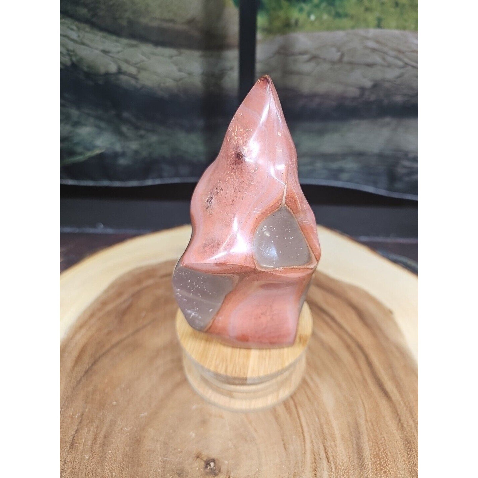1.25LB 1Pcs Natural Polychrome Ocean Jasper Crystal Flame Point Carved Healing by CrystalCloud Company