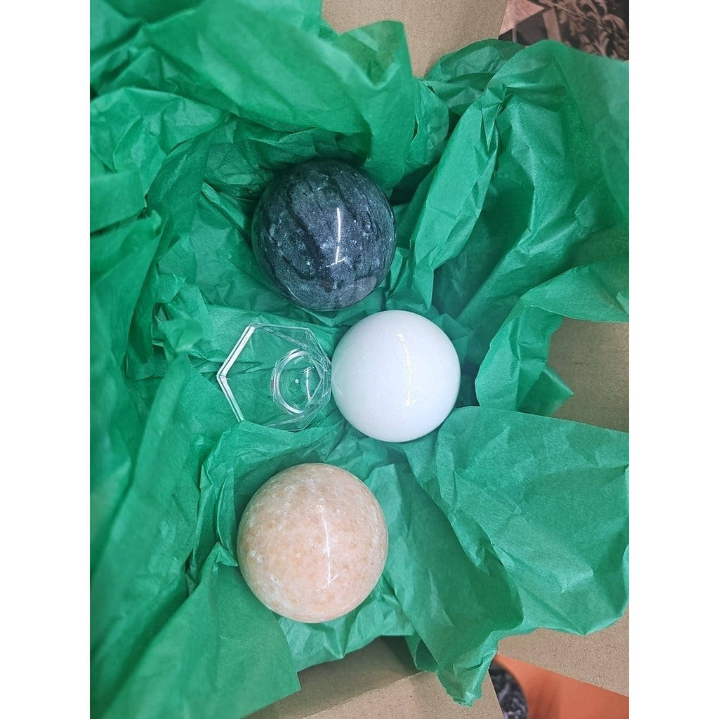 Ocean Jasper Spheres Set Of 3 Random Selection W/stands by CrystalCloud Company