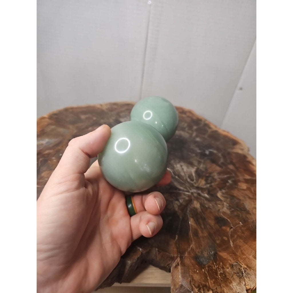 1.88LB 2Pcs A Set Of Natural Jade Crystal Jasper Sphere Ball Polished W/Stands by CrystalCloud Company