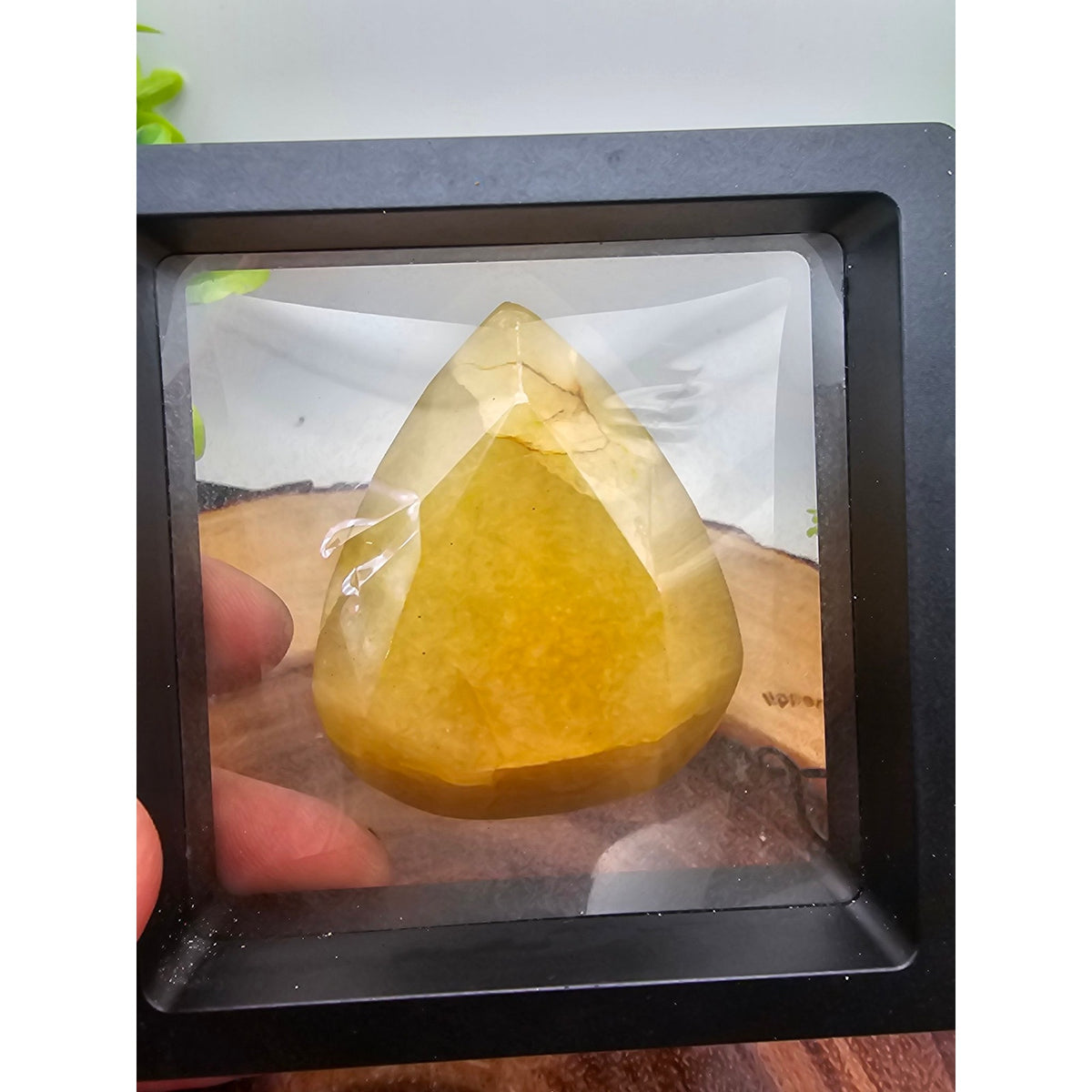 Honey Calcite Flame 76g in Display Case