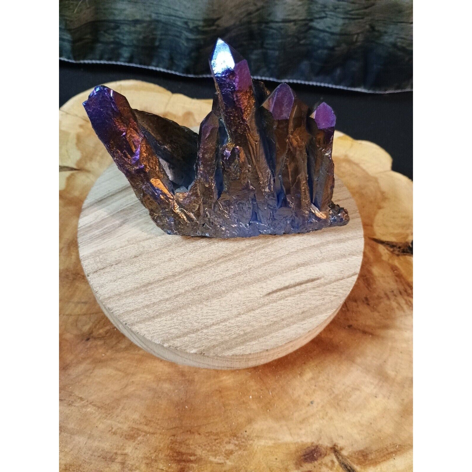 Rainbow Aqua Aura Quartz Crystal Cluster — 1.2 lbs, Titanium Coated | CrystalCloud Company by CrystalCloud Company