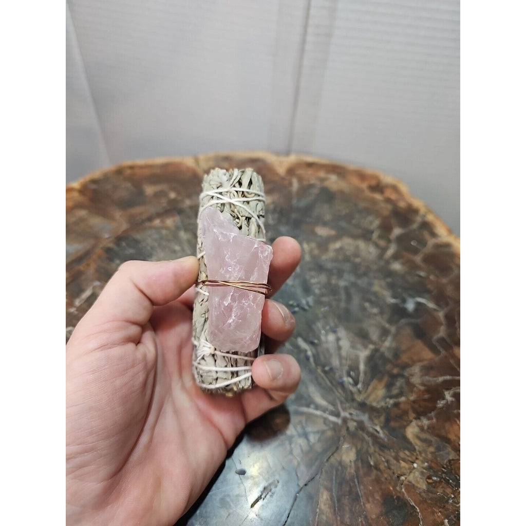 Sage & Rose Quartz Healing Crystal Bundle — Smudge Gift Set | CrystalCloud Company by CrystalCloud Company