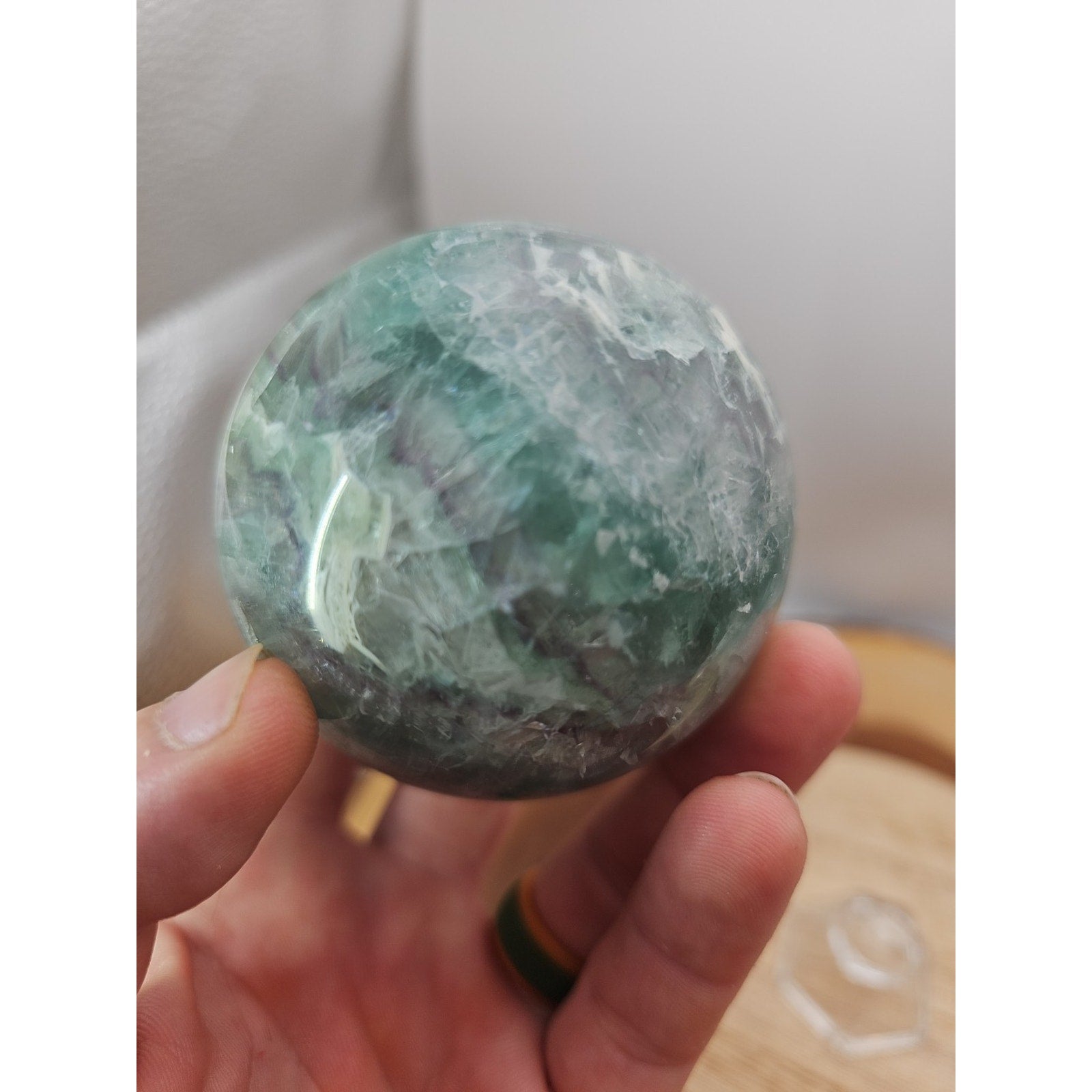 1.16lb Natural Rainbow Fluorite Quartz Crystal Sphere Ball Polished by CrystalCloud Company