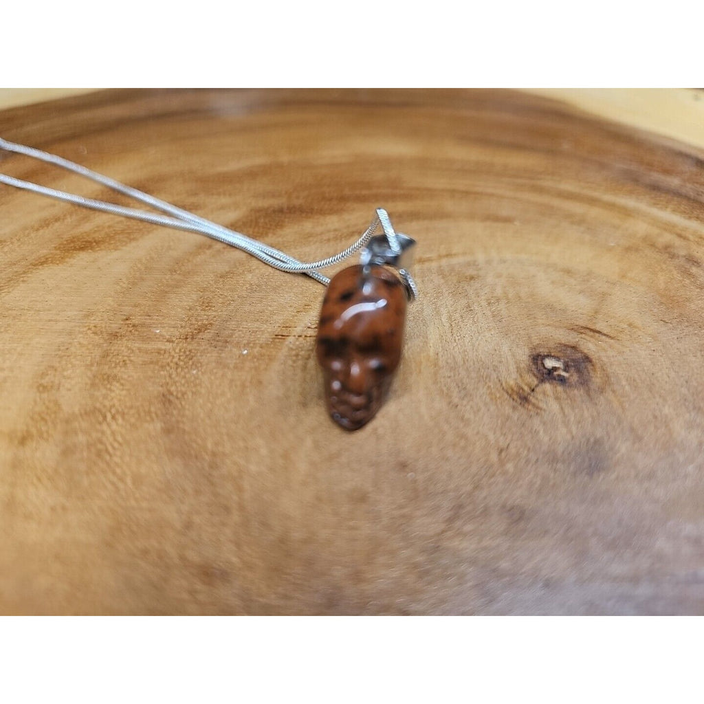 Agate Skull Necklace W/ Sterling Silver 16in Chain by CrystalCloud Company