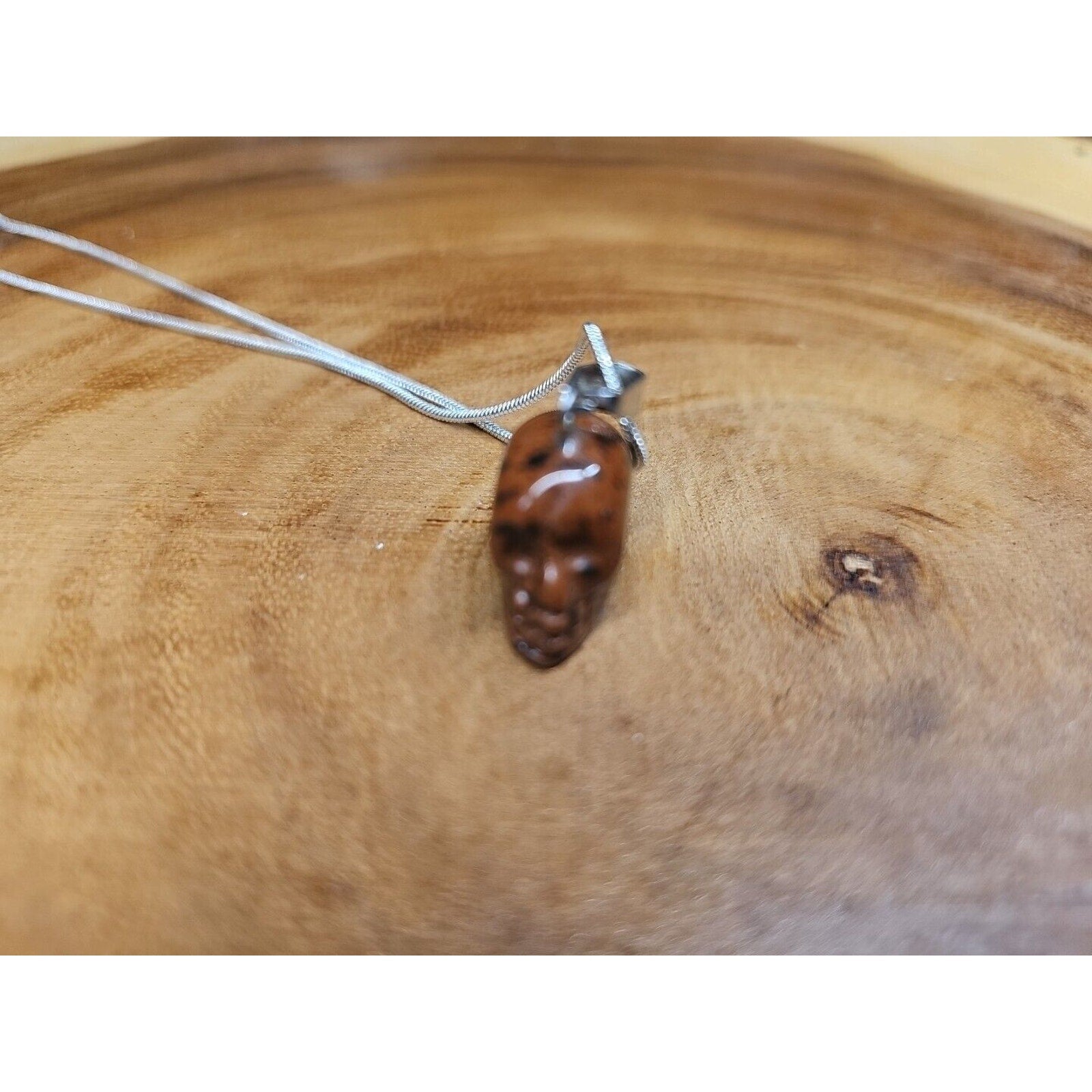 Agate Skull Necklace W/ Sterling Silver 16in Chain by CrystalCloud Company