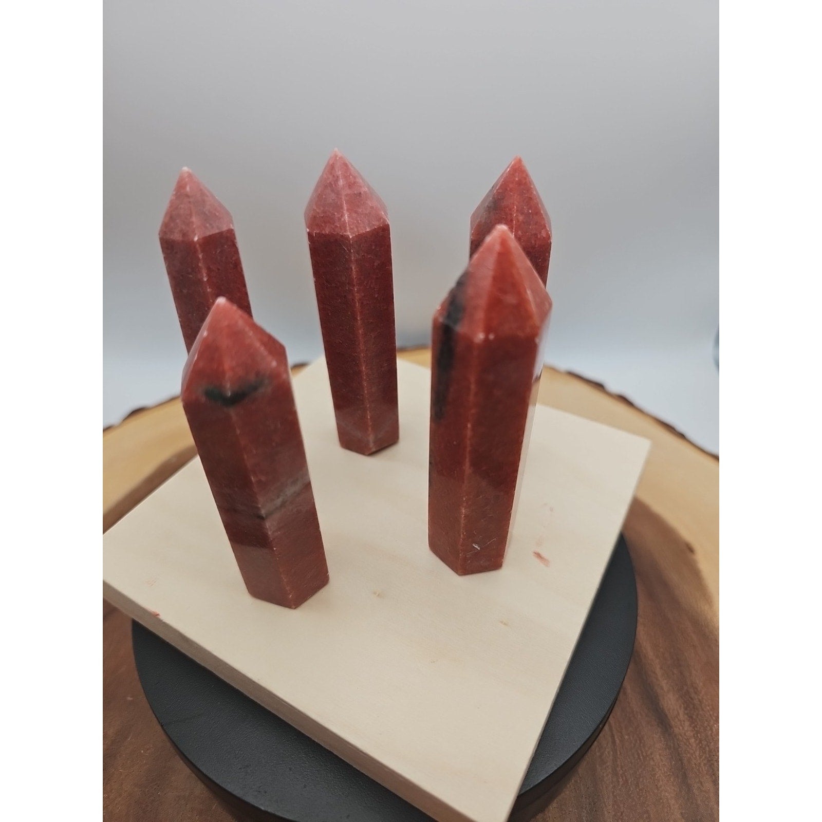 5pcs Avg .65 Natural Rhodonite Quartz Crystal Brazil by CrystalCloud Company